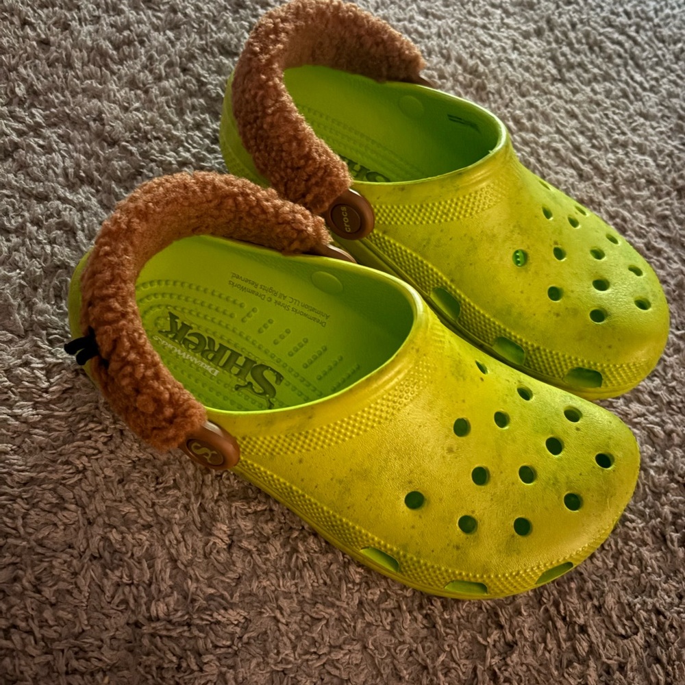 Unisex Adult Green Shrek Crocs with Brown Strap